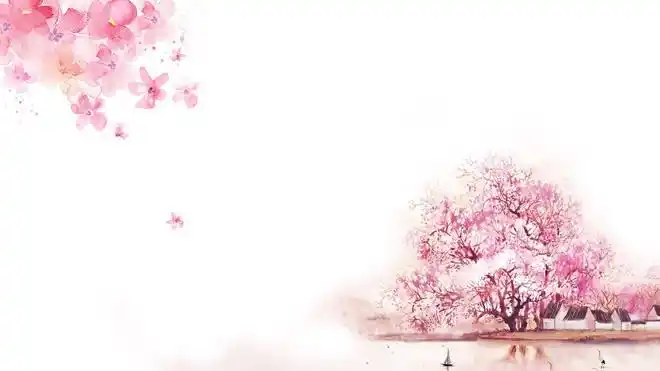 六张粉色唯美桃花ppt背景图片