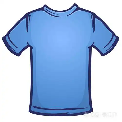 空白蓝t恤空白卡通矢量图用于丝网印刷或其他纺织工业