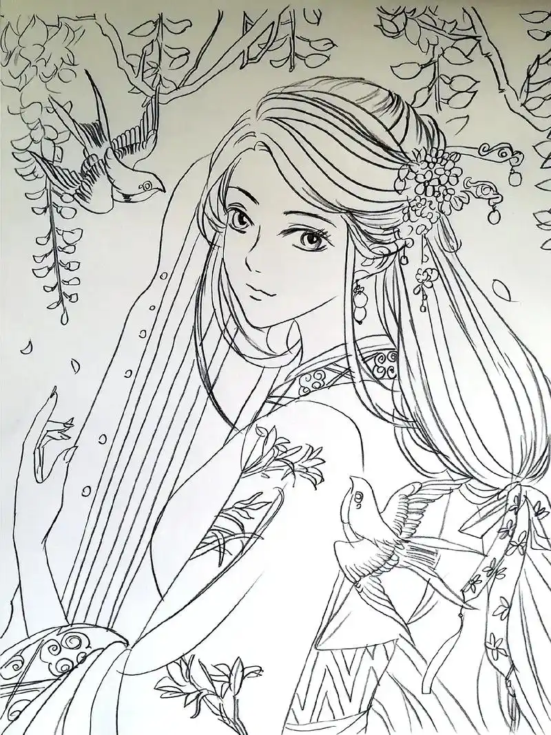 古风漫画铅笔线稿#手绘 #漫画 #古风漫画 #绘画日常 #客 - 抖音