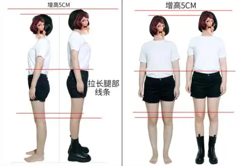 左:绑带款实测;右:高筒款实测我们找来另外一位光脚身高差不多的小姐