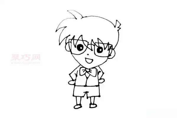 柯南如何画最简单 来学柯南简笔画步骤 - 聚巧网