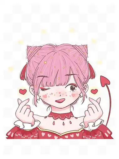 情人节爱心草莓色少女比心