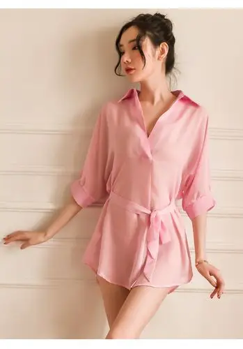 美女内衣透明情趣内衣情趣内衣韩版衬衣透视装透明雪纺性感睡衣女夏季