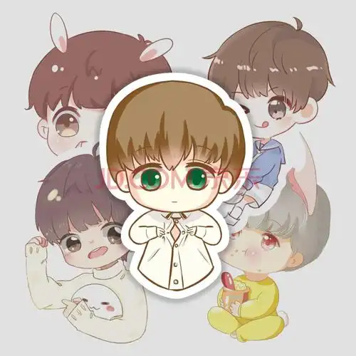 q版王源卡通小鲜肉行李箱旅行箱电脑滑板吉他防水车贴贴纸贴画