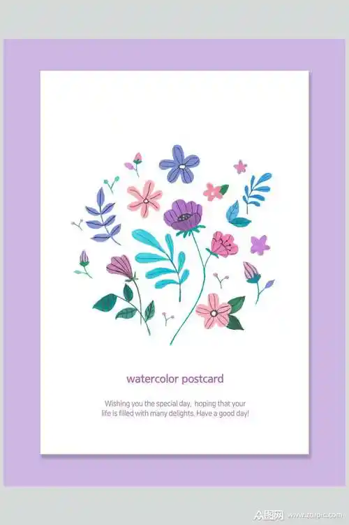 简洁手绘花卉海报素材模板下载-编号2410658-众图网