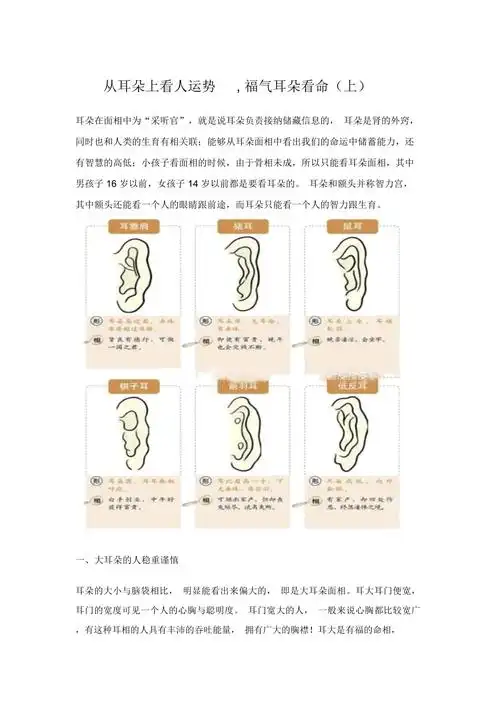 从耳朵上看人运势福气耳朵看命上