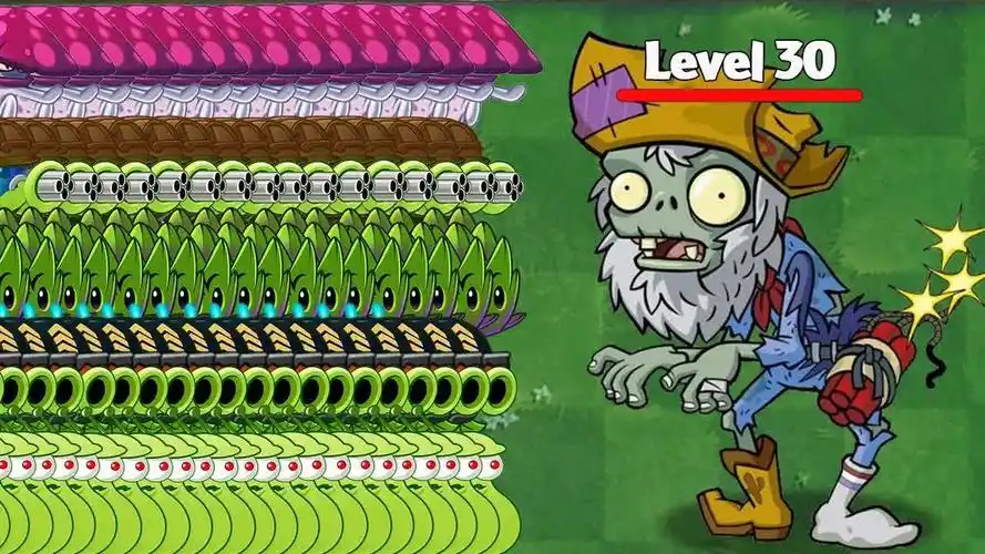 pvz 2 挑战 - 50 植物满级强化 对抗淘金者僵尸 等级30