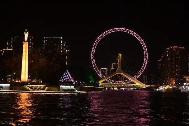 天津海河天津之眼摩天轮夜景