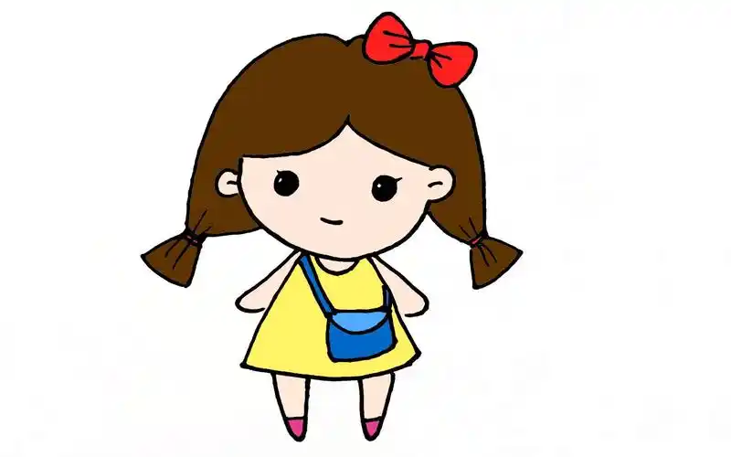 萌萌的小女孩简笔画