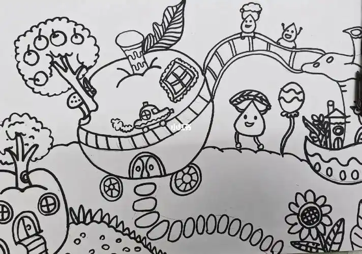 儿童画苹果的联想