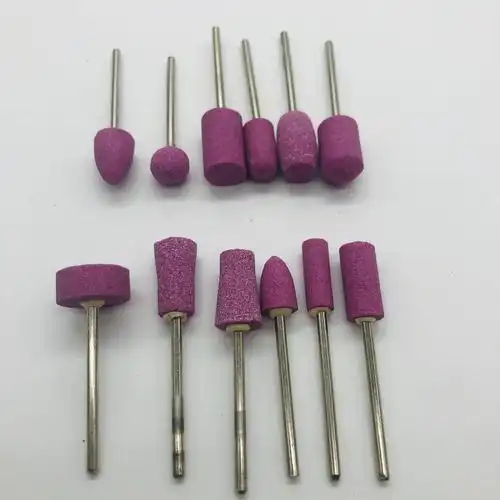 粉色陶瓷打磨头套装 美甲打磨头砂圈 12支套装石英磨头打磨机专用