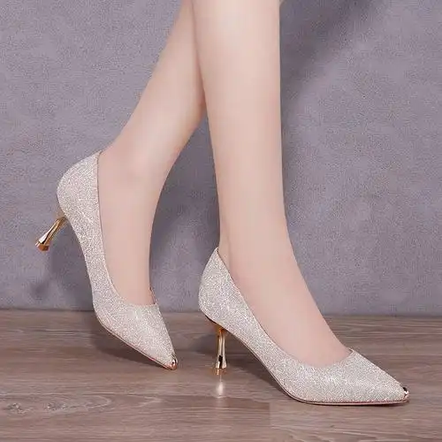 鞋子女尖头高跟鞋2021年新款夏季细跟浅口夏天气质配裙子单鞋春款