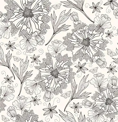 黑白花朵匹布图片设计元素素材免费下载(图片编号:5629664)-六图网