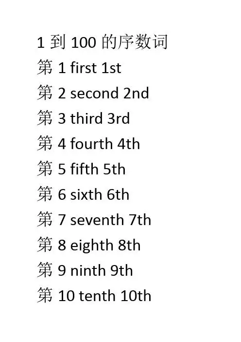 英语序数词1到100 - 百度文库