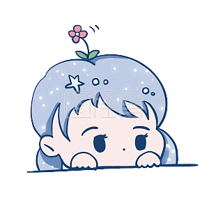 图怪兽原创元素卡通可爱蓝色星光女孩表情包探头偷看