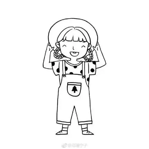 手账本简笔画小女孩q