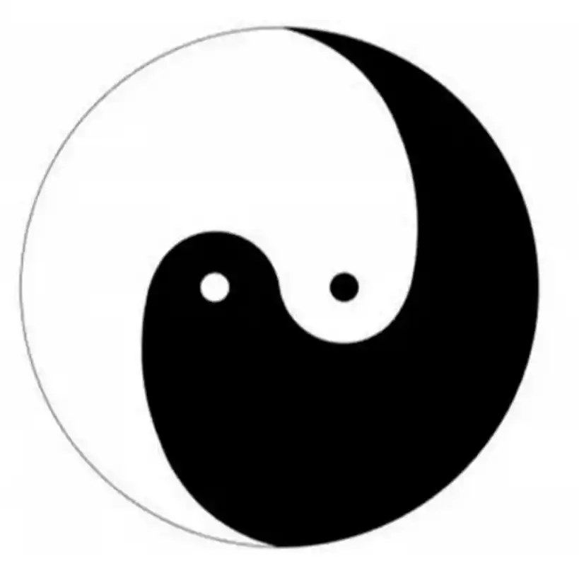 太极图之阴阳 太极图由阴阳鱼首尾相连,追逐旋转,左边为阳,右边为阴