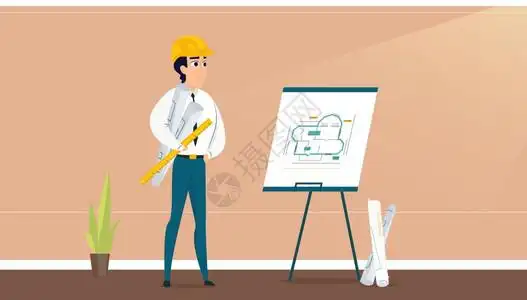 建筑设计资质男建筑师检查房间设计划工作室卡通人物的矢量说明建筑