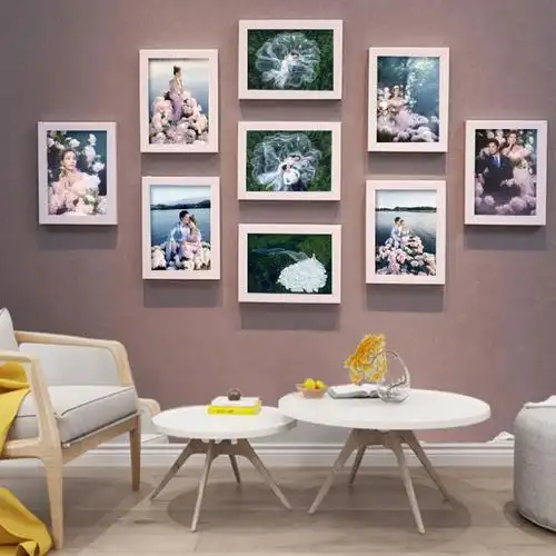 简约婚纱照相片墙客厅九宫格组合挂墙创意相框装饰免打孔照片墙