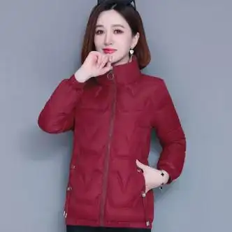 京蝌蝌棉衣女冬装棉衣女短款显瘦立领棉服韩版洋气保暖小棉袄外套酒