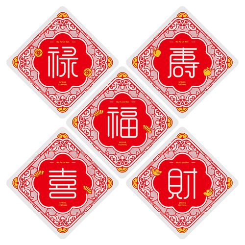 2022虎年窗花福禄寿喜字静电透明剪纸装饰玻璃喜字