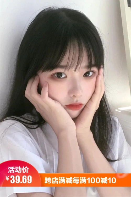 网红同款 strong>假发 /strong>女中长发空气刘海韩版甜美可爱学生修