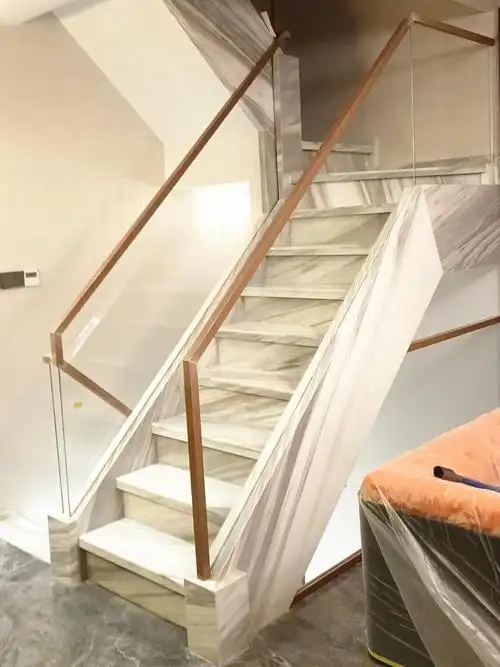 网红钢化玻璃楼梯扶手现代家用室内阳台栏杆超白实木别墅护栏定制