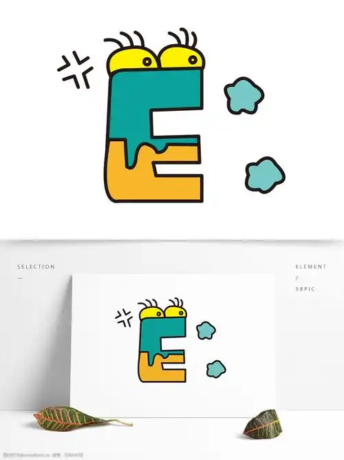 矢量卡通创意动物字母e