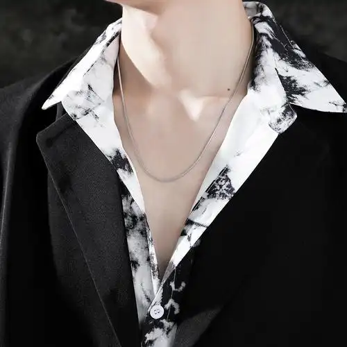 项链男潮蛇骨链嘻哈男生链子钛钢配饰简约百搭颈链挂件男士锁骨链