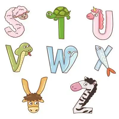 卡通26个英文字母组合套图插画素材png