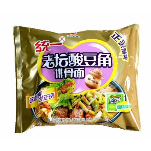 统一老坛酸豆角排骨面24袋整箱方便面休闲夜宵方便食品泡煮面条10袋