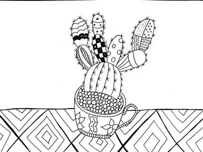 让孩子在家学画画(第二期)——线描画仙人掌
