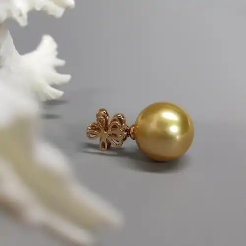 缘源珠宝天然海水金珍珠吊坠18k金镶钻石珍珠吊坠女款附送证书不含链