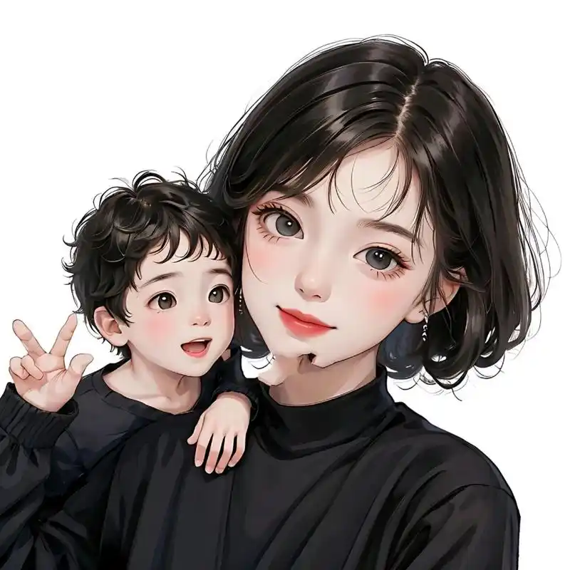 治愈系亲子头像7815妈妈和男宝,小调皮05 原创图片,请勿转载,如