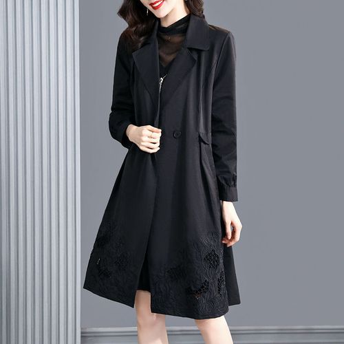 贵夫人风衣女式中长款品牌秋冬2023年新款大牌高端妈妈黑色外套