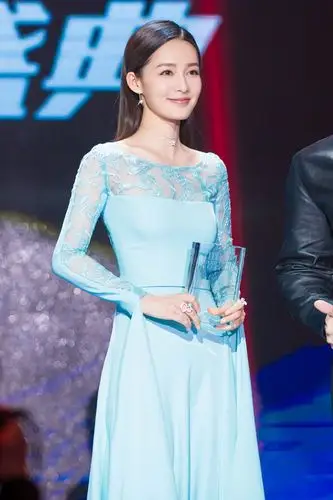 李沁淡蓝色开叉礼服时装之夜性感图片