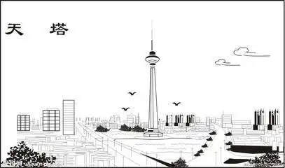 天津风貌的简笔画