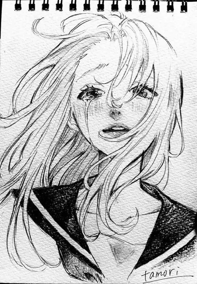 黑白少女手绘 twi:tamori_www 676767 #绘画欣赏