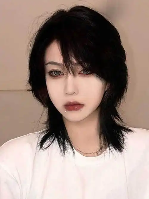 狼尾假发短发女酷帅气全头套式自然哑光鲻鱼头发型男生通用武士头