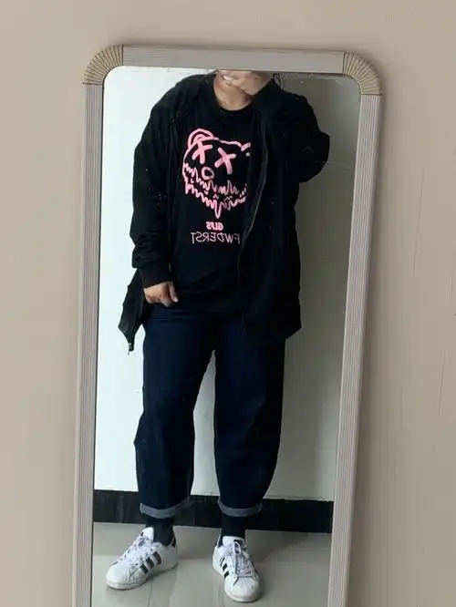 身高158体重160大码高腰直筒哈伦裤