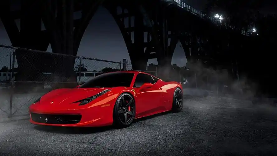 红色法拉利458桥夜景桌面壁纸壁纸