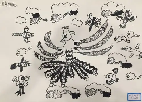 创意画《百鸟朝凤》