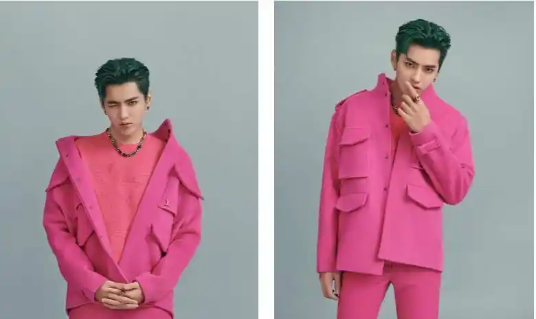 除了吴亦凡热衷粉色之外,很多男明星也很爱穿粉色,毕竟粉粉美美的,显