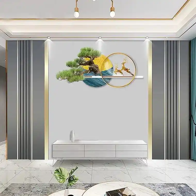 北欧风格轻奢壁画电视背景墙壁纸简约现代客
