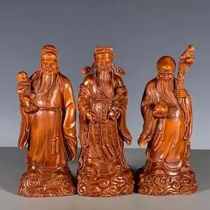 古玩杂项收藏 黄杨木雕刻人物福禄寿三星摆件老货趣味收藏