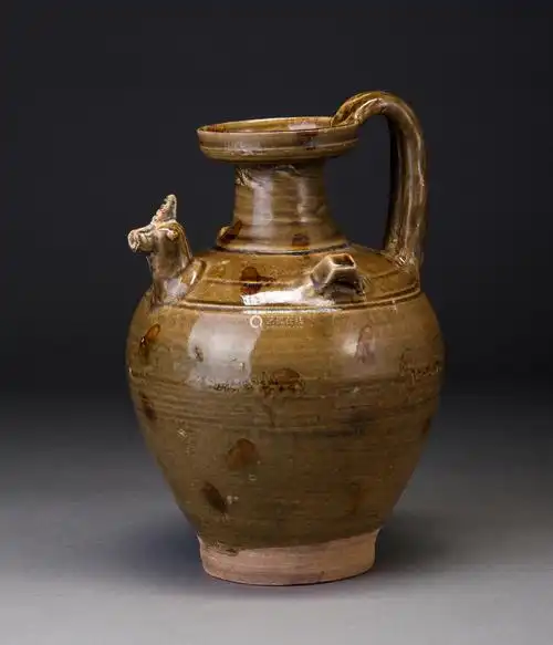 越窑褐斑鸡首壶