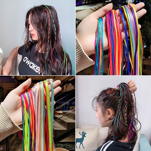 编头发扎头绳女丝带网红脏辫发带编发神器彩绳七彩色辫子儿童头饰