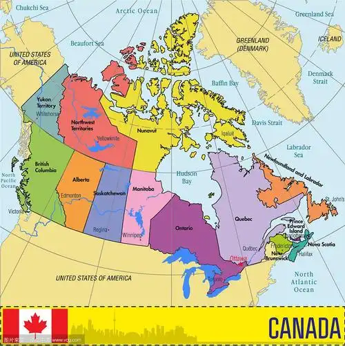 加拿大地图与地区和他们的首都