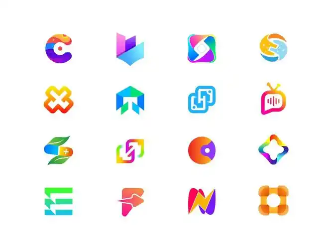 logo设计渐变立体图形logo