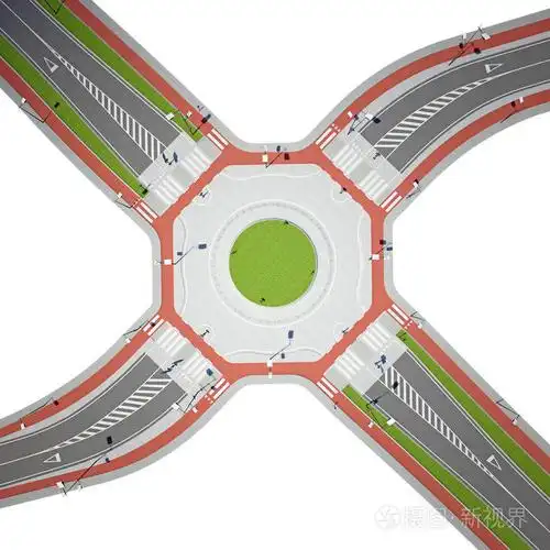 道路环形交叉口顶部视图